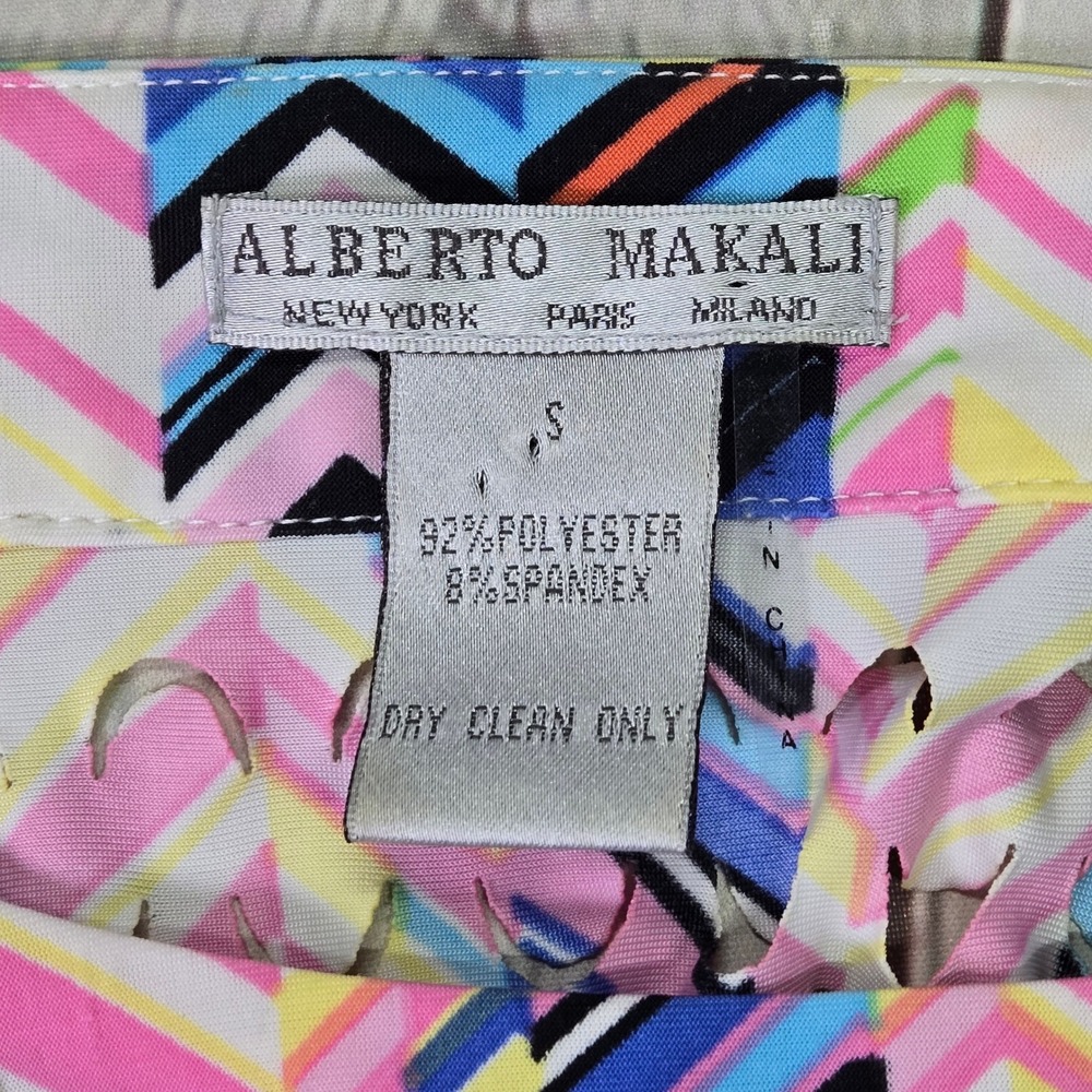 Alberto Makali Women Small Multicolor Chevron Laser Cut Beaded 3/4 Sleeve Top‎ - Picture 3 of 7